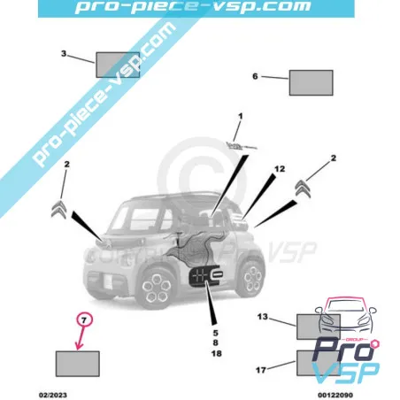 Décor adhésif pour Citroën Ami / Pack Kaki / Jaune pégase