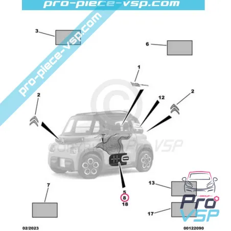 Adhésif de porte pour Citroën Ami / Pack Vibe / Bleu arthurien