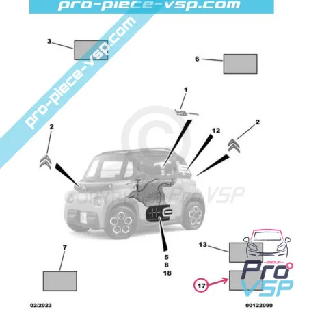 Décor adhésif pour Citroën Ami / Pack Kaki / Jaune pégase