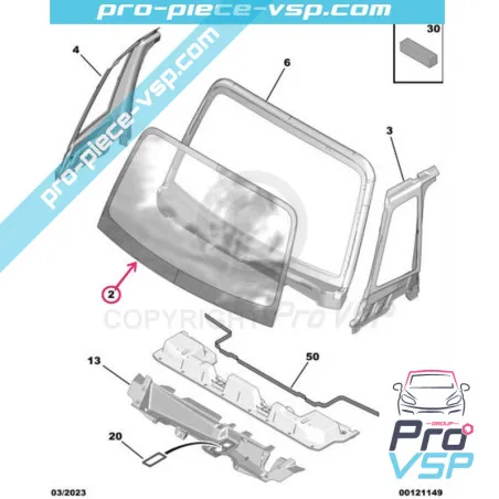 Pare brise origine pour Citroën Ami / Opel Rocks-E / Fiat Topolino