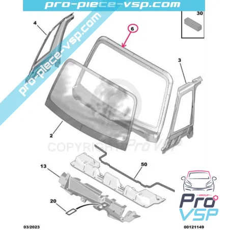 Baie de pare brise origine pour Citroën Ami / Opel Rocks-E / Fiat Topolino