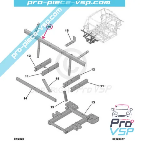 Traverse de pare choc avant pour Citroën Ami / Opel Rocks-E / Fiat Topolino