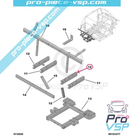 Longeron avant gauche pour Citroën Ami / Opel Rocks-E / Fiat Topolino
