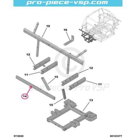 Traverse de longeron avant pour Citroën Ami / Opel Rocks-E / Fiat Topolino