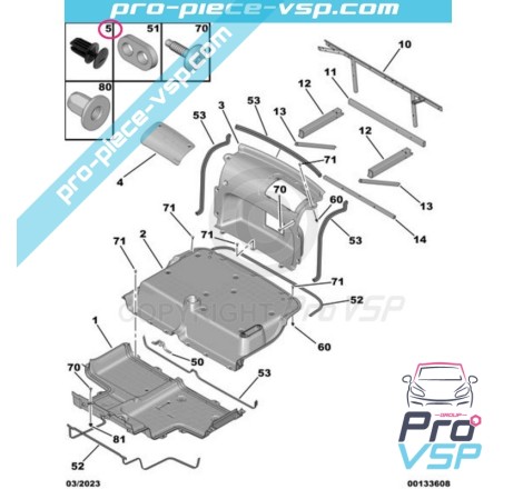 Clip de fixation de garniture pour Citroën Ami / Opel Rocks-E / Fiat Topolino