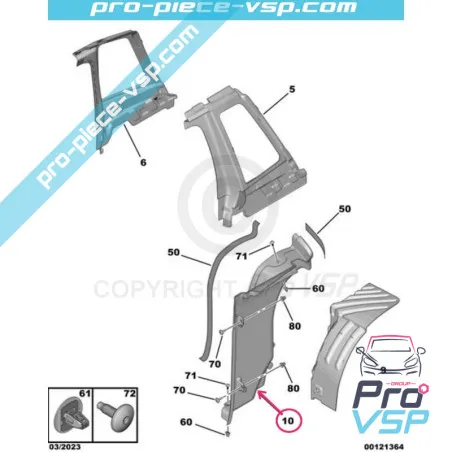 Passagem da roda traseira esquerda para Citroën Ami / Opel Rocks-E / Fiat Topolino