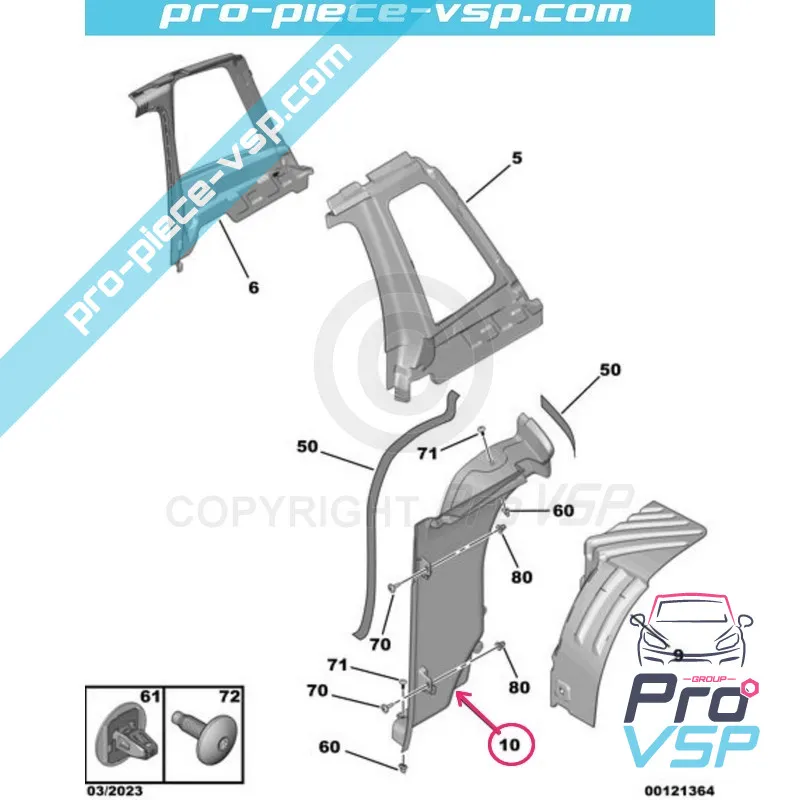 Pasaje trasero derecho para Citroën Ami / Opel Rocks-E / Fiat Topolino