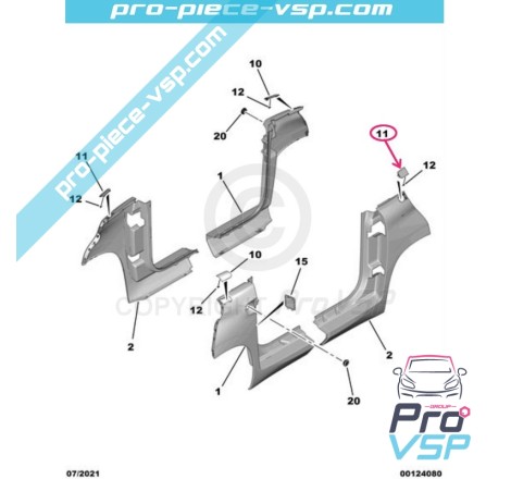 Calça traseira da asa esquerda para Citroën Ami / Opel Rocks-E