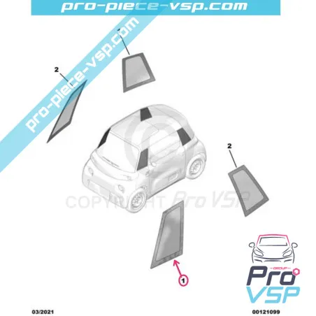 Feste Seitenfenster vorne links für Citroën Ami / Opel Rocks-E / Fiat Topolino