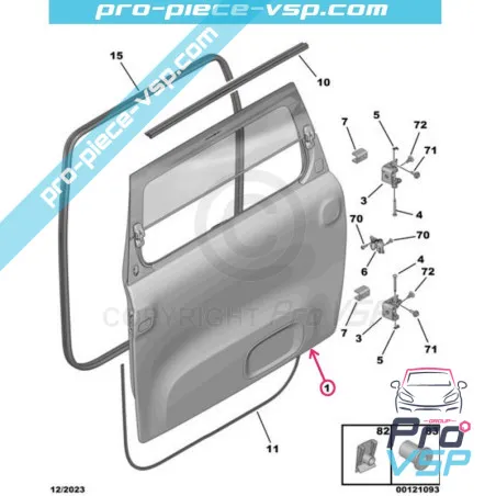 Porte avant gauche origine pour Citroën Ami / Opel Rocks-E