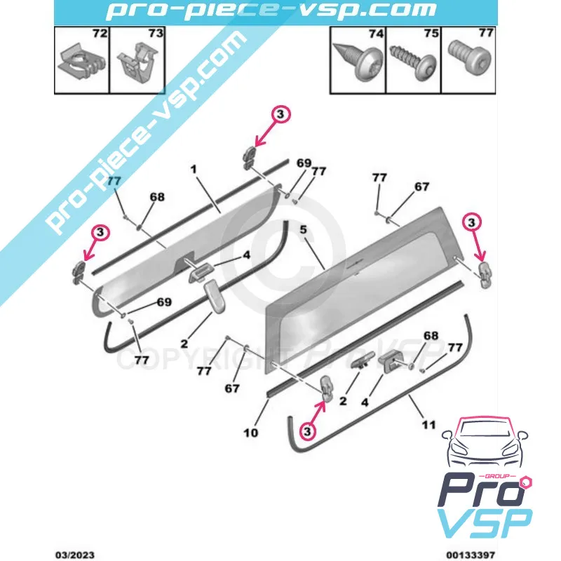 Door glass hinge