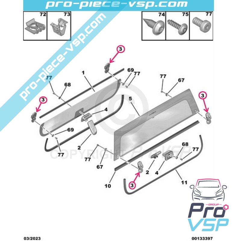 Door glass hinge