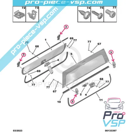 Door glass hinge