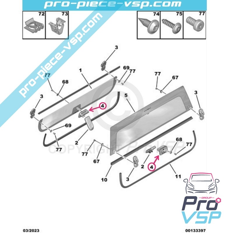 Door glass handle