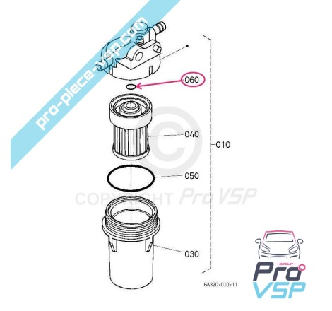 Central O-ring for diesel filter