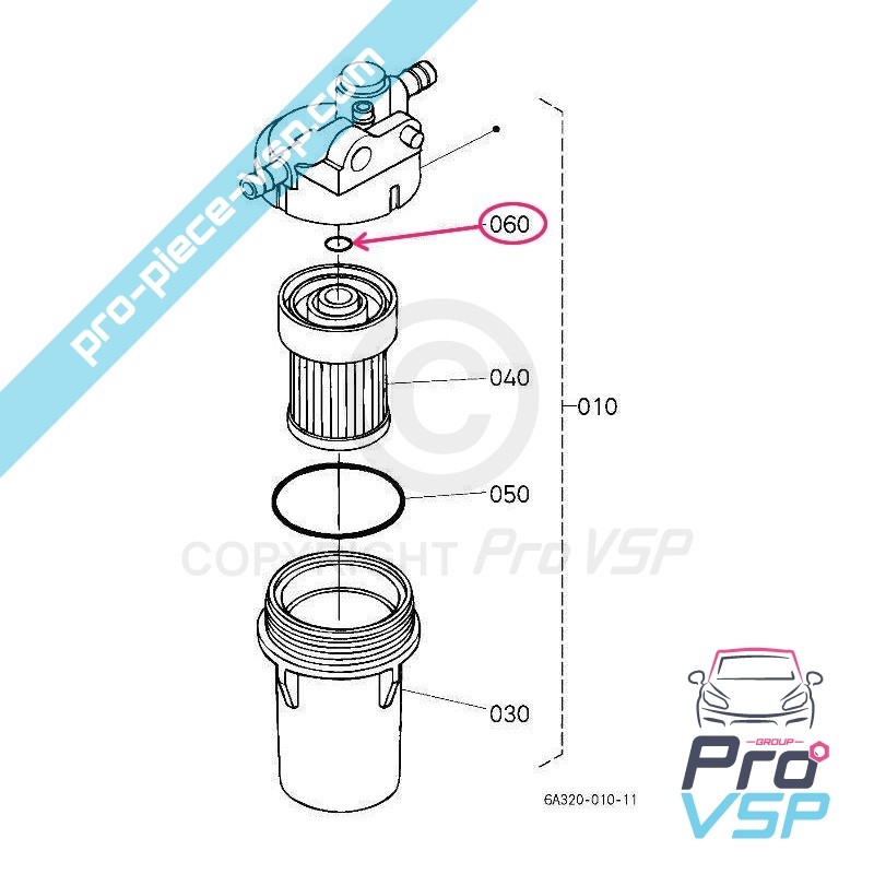 Central O-ring for diesel filter