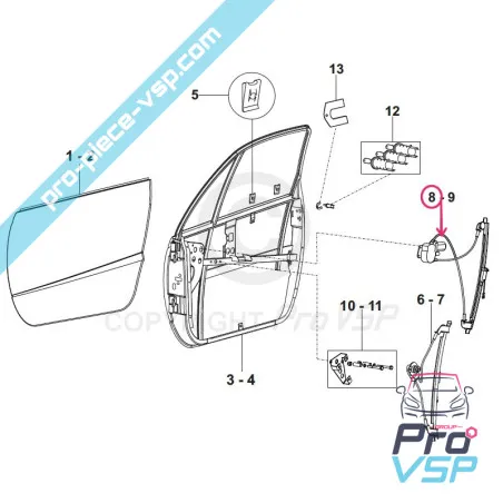 Right electric glass lift