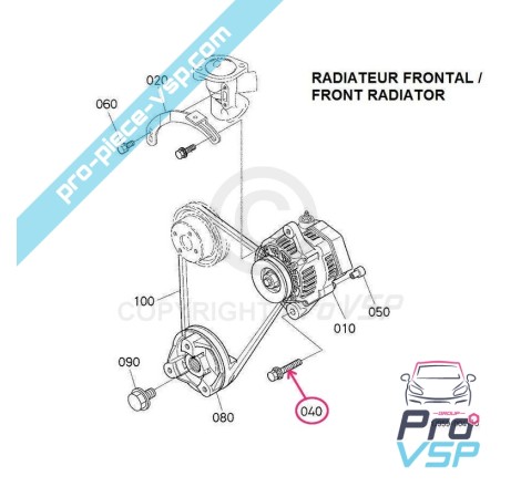Lower screw of alternator fixing