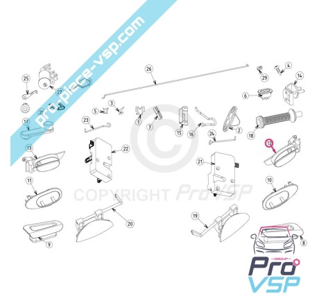 Right inner door handle
