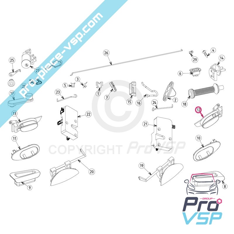 Right inner door handle