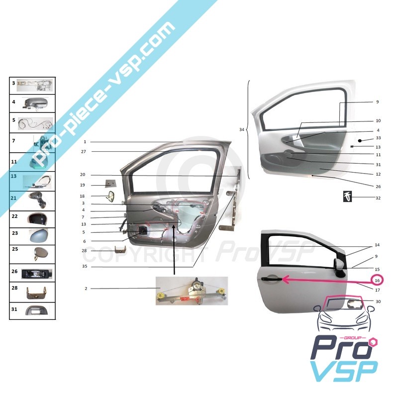 Chrome right outdoor door handle