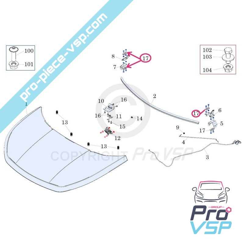 Supporto per cerniera con cappuccio