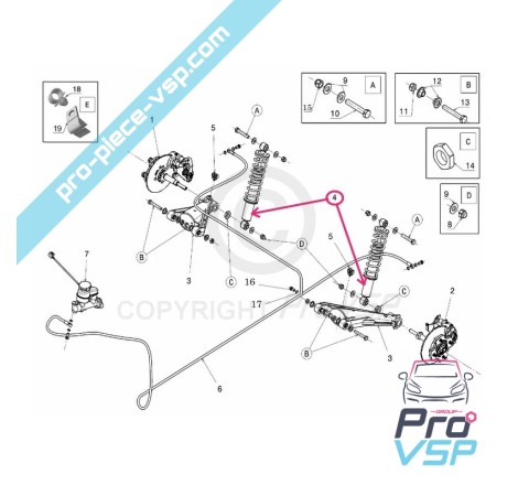 Rear shock absorber origin