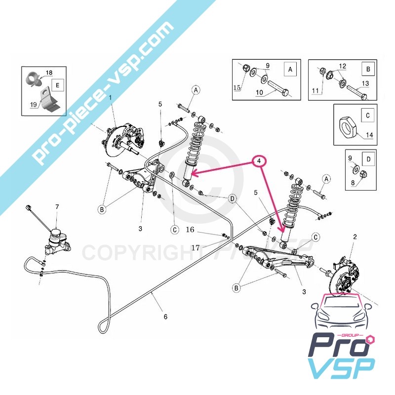 Rear shock absorber origin