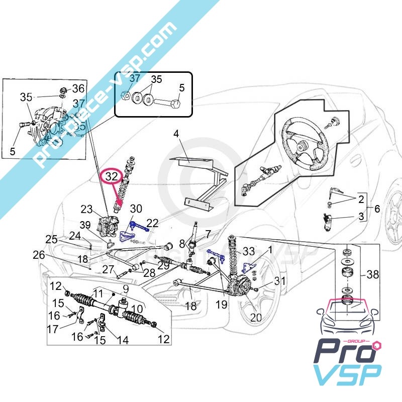 Front straight shock absorber