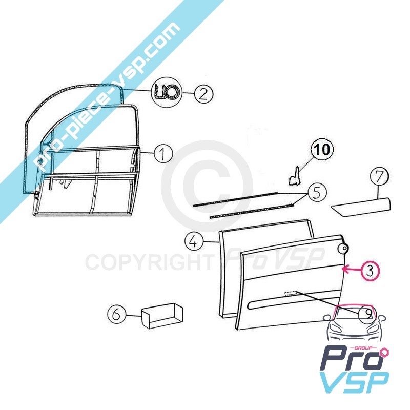 Exterior right door panel