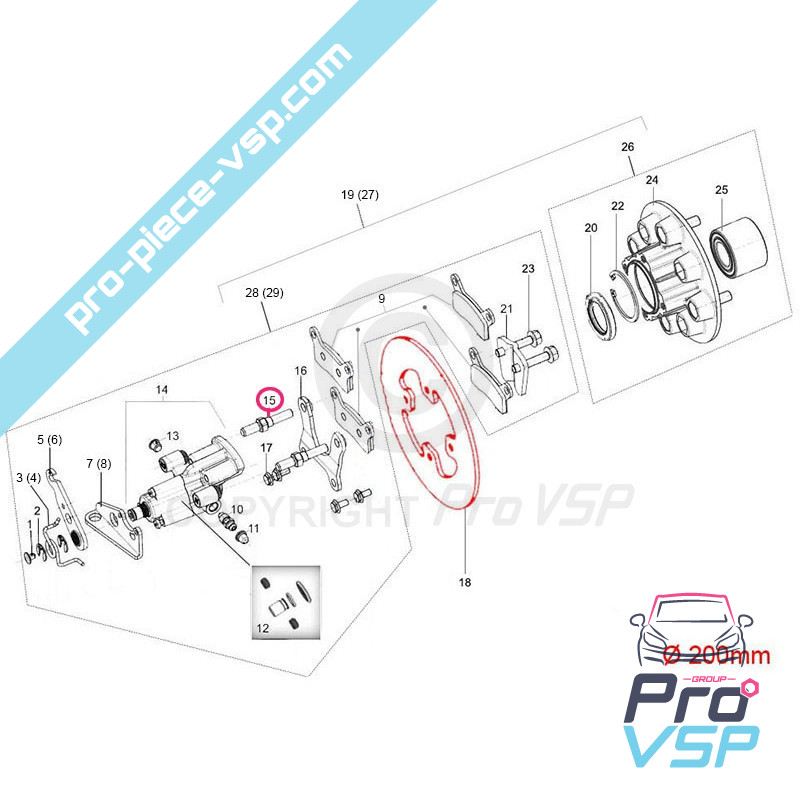 Rear brake caliper collar