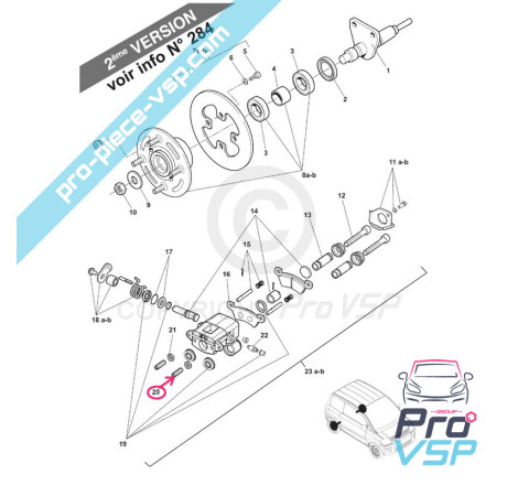 Axe of rear brake pads