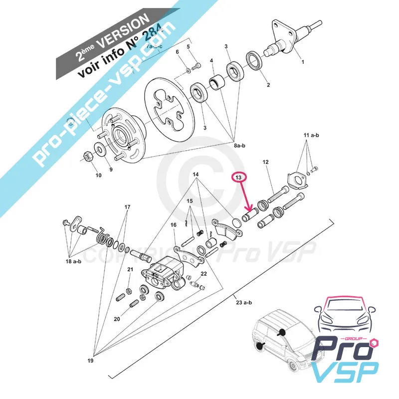 Colonnette d'étrier de frein arrière Colonnette d'étrier de frein arrière