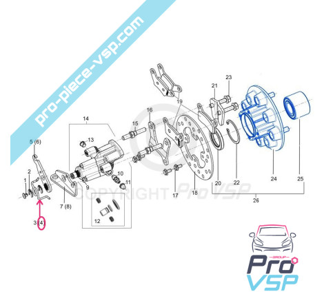 Left rear brake caliper spring