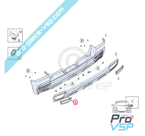 Left rear bumper trim