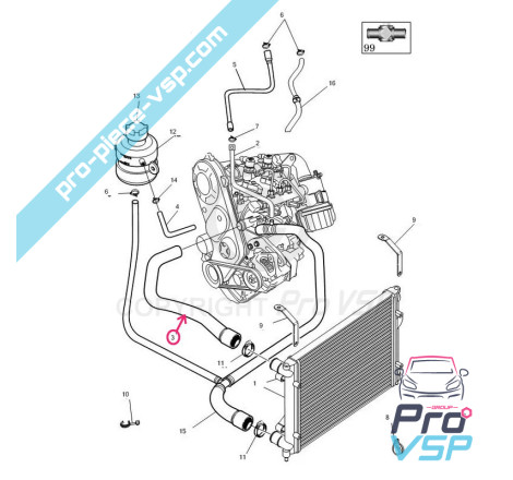 Upper radiator durite