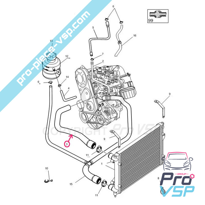 Upper radiator durite