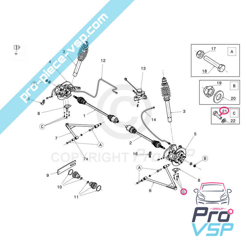 Suspension ball fixing screw / M6 x 20