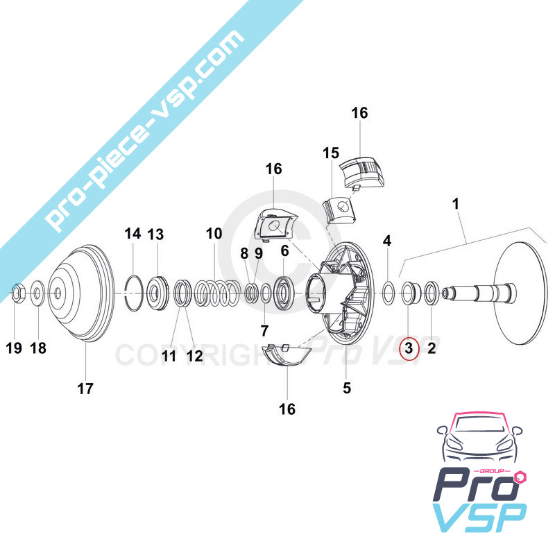 Entretoise support roulement variateur moteur