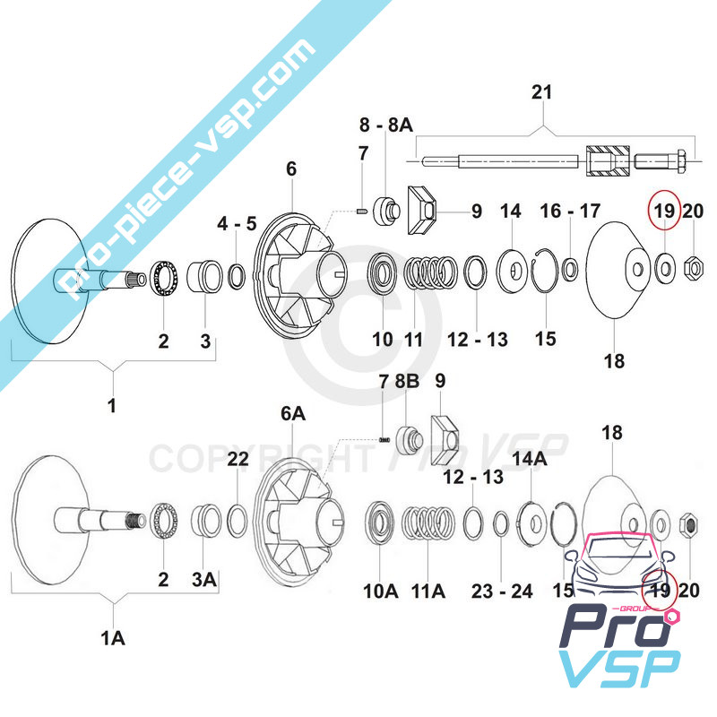 Engine variator bolt fastener