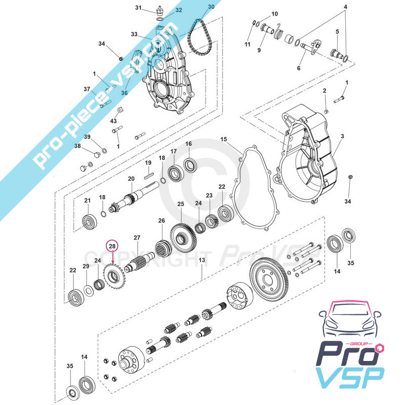 Reverse chain gear