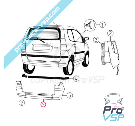 Rear bumper (lower central part)