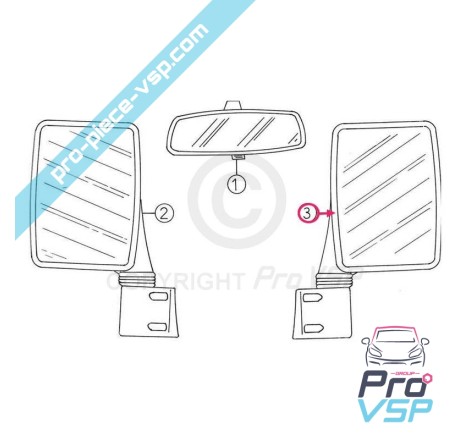 Rétroviseur droit pour Mega phase 1 et 2