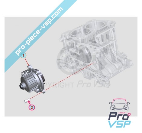 Vis de pompe à eau pour moteur Lombardini DCI