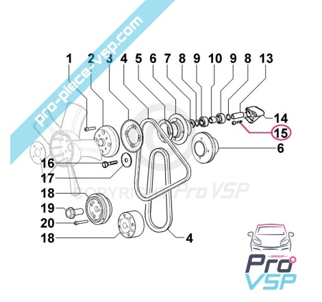 Vis de support de poulie de ventilation pour moteur Lombardini Focs 502 523