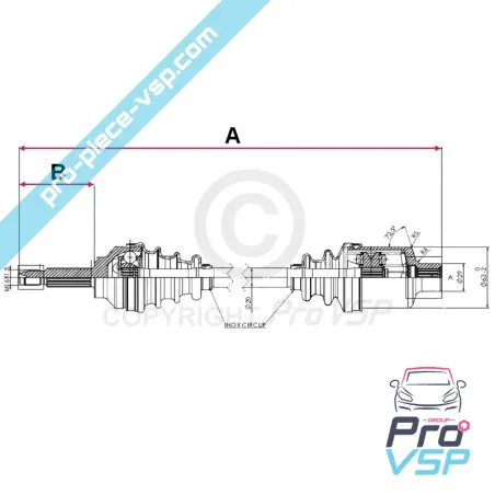 Cardan droit adaptable pour ligier js50 et js50l ( phase 1 et phase 2 premier montage )