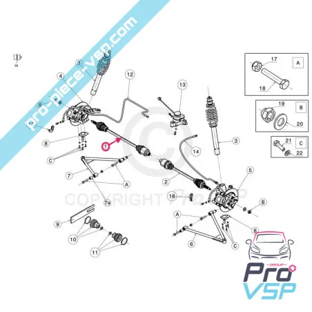 Cardan droit adaptable pour ligier js50 et js50l ( phase 1 et phase 2 premier montage )
