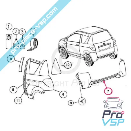 Pare choc arrière adaptable en plastique ABS pour Aixam Crossline Impulsion