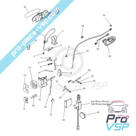 Right outdoor door handle for Microcar Ligier