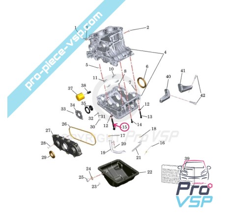 Vis de palier de vilebrequin pour moteur Lombardini DCI HDI